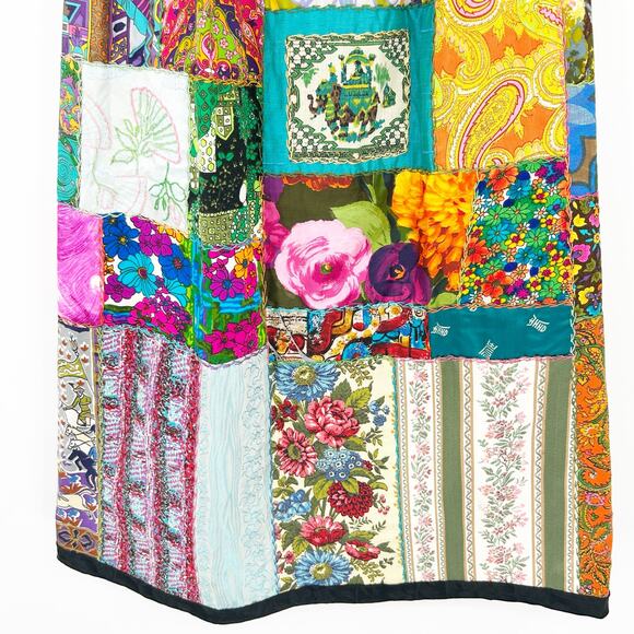 Womens VTG Vintage Artsy Boho Hippie Handmade Patchwork Floral Maxi Skirt - Picture 3 of 8